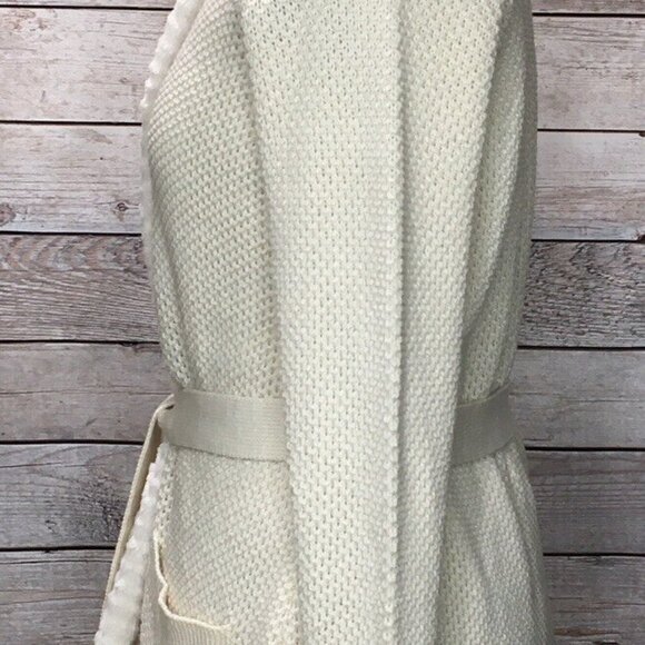 Dennis by Dennis Basso Faux Chinchilla Fur trim Belted Cardigan A229750 - Picture 5 of 7